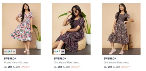 Image of Zwerlon Girls Midi Dress @₹259