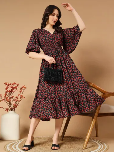 Image of ZWERLON Women A-line Red Midi / Calf Length Dress