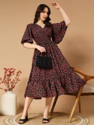 ZWERLON Women A-line Red Midi / Calf Length Dress