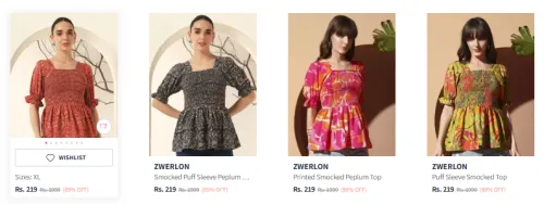 Image of ZWERLON Women Puff Top Starting at ₹219