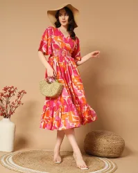 ZWERLON X AG Women Floral Print Tiered Dress