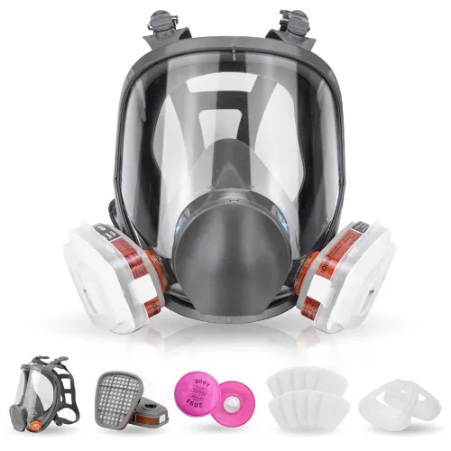 Image of ZXICH Reusable Respirator full Face Gas Cover, Organic Vapor Mask and Anti-fog, for Painting, mechanical polishing, logg