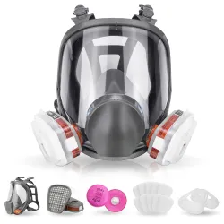 ZXICH Reusable Respirator full Face Gas Cover, Organic Vapor Mask and Anti-fog, for Painting, mechanical polishing, logg