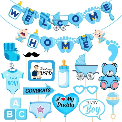 Image of Zyozique Baby Boy Welcome Home Decoration Kit Banner 