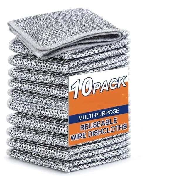 10 Pack Non-Scratch Dish Wash Cloth, Steel Wire Dish Cloth