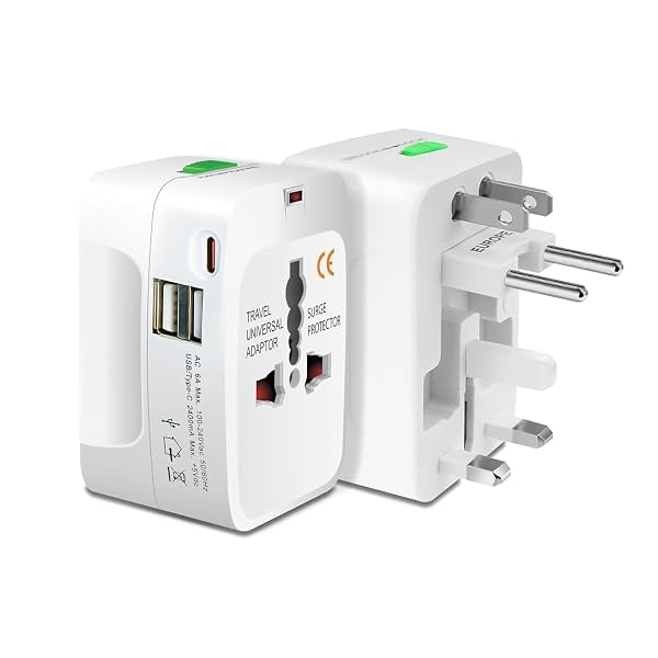 2 USB Universal Travel Adapter with Built in Dual USB Charger Ports Plug
