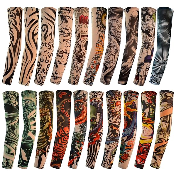 20pcs Tattoo Arm Sleeves Temporary Fake Slip on Arm Protector Body Art Arm