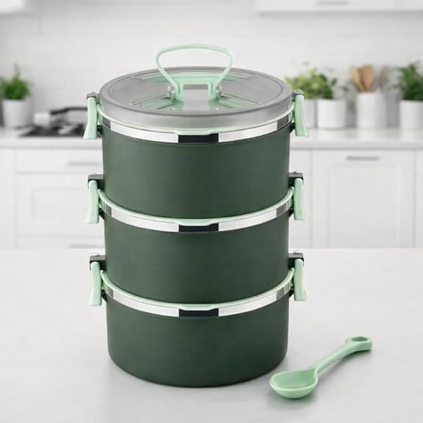 3 Tier Stainless Steel Insulated Lunch Box for Office Use