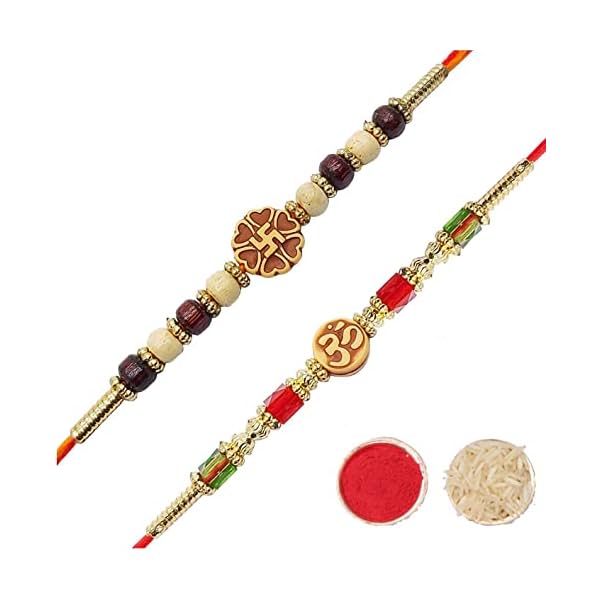 YouBella Rakhi for Brother and Bhabhi Rakhi Set of 2 Jewellery Bracelet Rakhi Combo for Brother, Rakhi Gift for Bhaiyya/Bhai | Rakhi with Roli Chawal