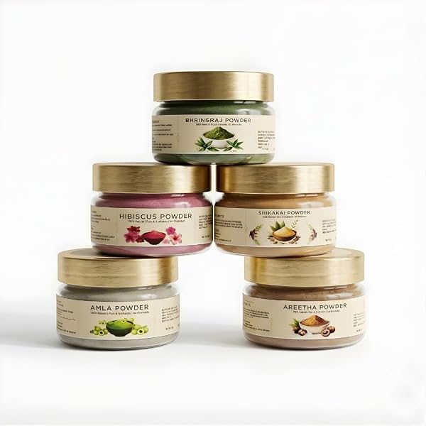 5-in-1 Ayurvedic Hair Growth & Scalp Repair Kit - 50g Each Premium Jars