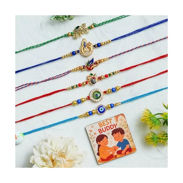 Perpetual Rakhi For Brother And Bhabhi Handcrafted Design Rakhi For Bhai, Kids Pack Of 6 With Fridge Magnet Best Gift Hampe…