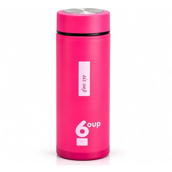 6oup Wide Mouth Glass Water Bottle, Pink, Leak Proof Cap