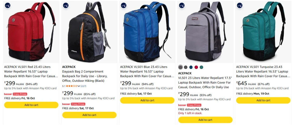 ACEPACK Backpack upto 94% Discount