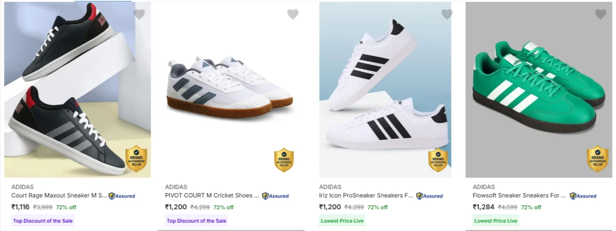 ADIDAS Men’s Casual Shoes at minimum 72% Discount