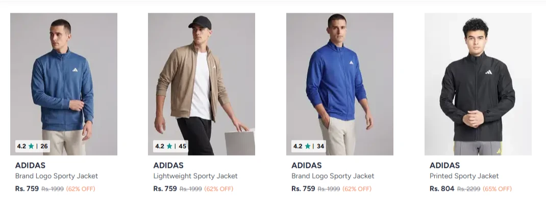 ADIDAS Men's Jackets at minimum 62% Discount