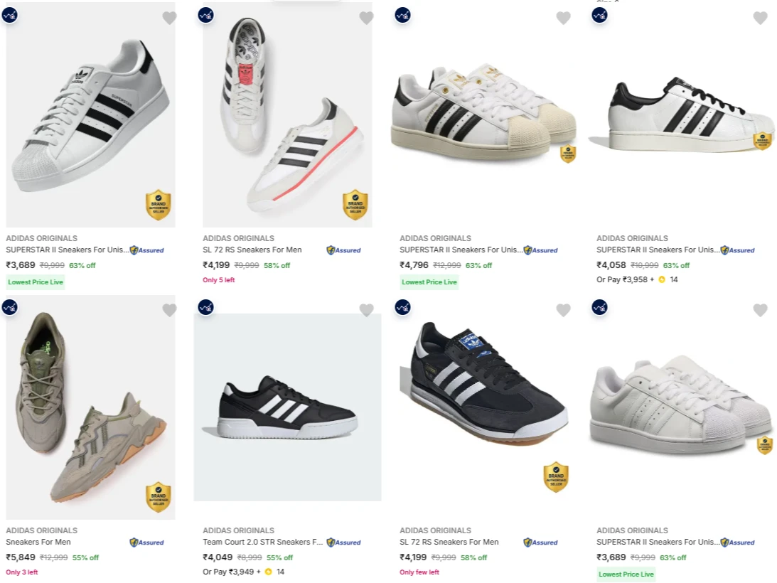 ADIDAS ORIGINALS Men’s Casual Shoes at minimum 60% Discount
