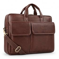 ADISA Laptop Bag for Men - Faux Leather Office Messenger Briefcase with Laptop