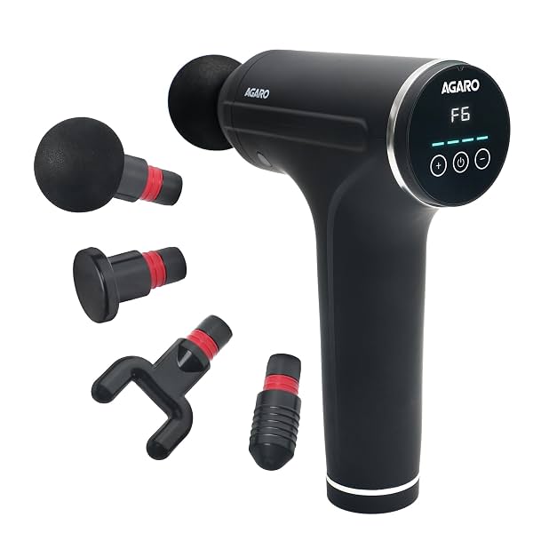 AGARO Galaxy Massager Machine, Handheld Deep Tissue Massage Gun, 4 Heads