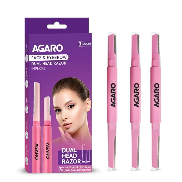 AGARO Imperial Face & Eyebrow Razor for Women (Pack of 3) | Dual Blade Head with German Blades | Easy Facial Hair Shapin