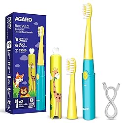 AGARO Rex V2.0 Sonic Kids Electric Toothbrush 3 Modes 2 Soft Replaceable Brush Heads