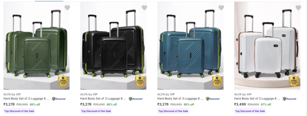 ALFA by VIP Suitcases set of 3 upto 88% Discount
