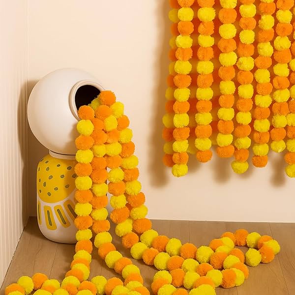 ANCHARA Artificial Marigold Garland Flowers for Decoration 5 Feet Long