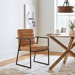 APRODZ Mid Century Modern Dining Chair with Arms Faux Leather