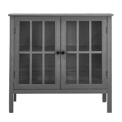 APRODZ Soild Wood Vicuna Two Door Sideboard Storage Cabinet for Living Room