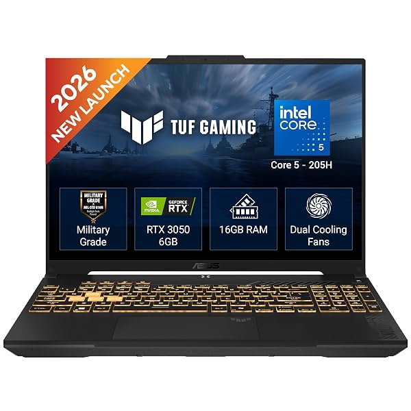 ASUS TUF F16 (2026),Intel Core 5 205H (Series 2),RTX 3050-6GB,16GB RAM