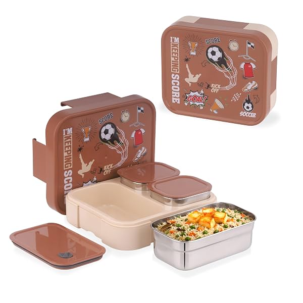 ATTRO Admire Deluxe 3 Compartment Stainless Steel Lunch Box