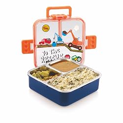 ATTRO Aspire Stainless Steel Lunch Box – 3 Compartment Bento Tiffin