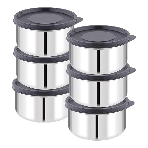 ATTRO Prime Stainless Steel Storage Containers Set of 6 550ml