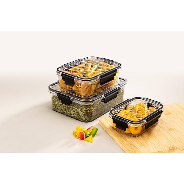 ATTRO Smart Lock Fridge Containers Set of 3 (350ml, 750ml, 1500ml)
