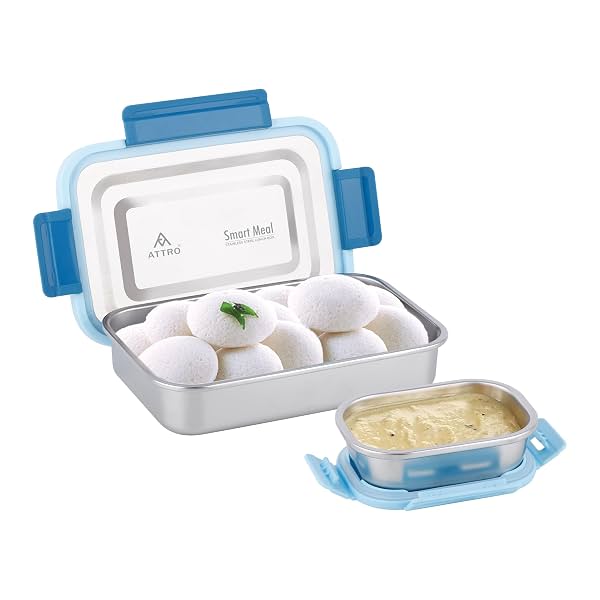 ATTRO Smart Meal Big Stainless Steel Lunch Box 950ml Blue