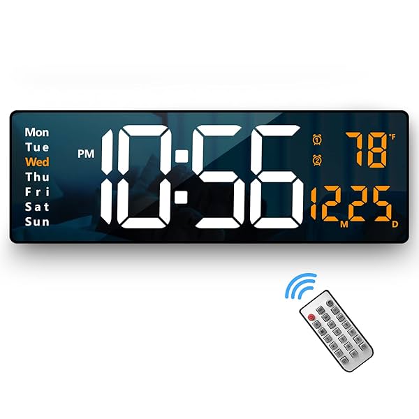 Abovsare Plastic Digital Wall Clock Large Display Led Digital Clock With Remote