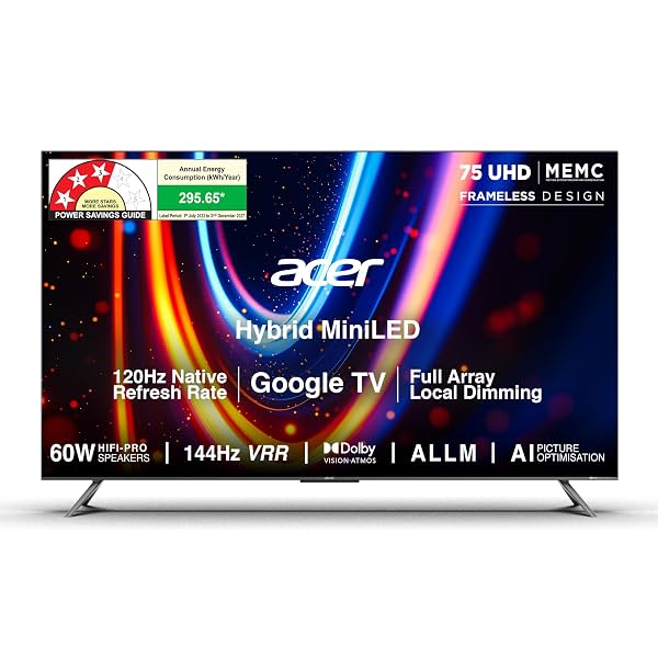 Acer 75 inches 4K Ultra HD Smart QLED Mini LED Google TV
