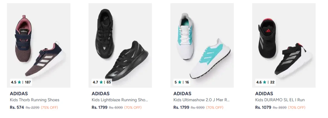 Adidas Kids Footwears up to 75% Discount