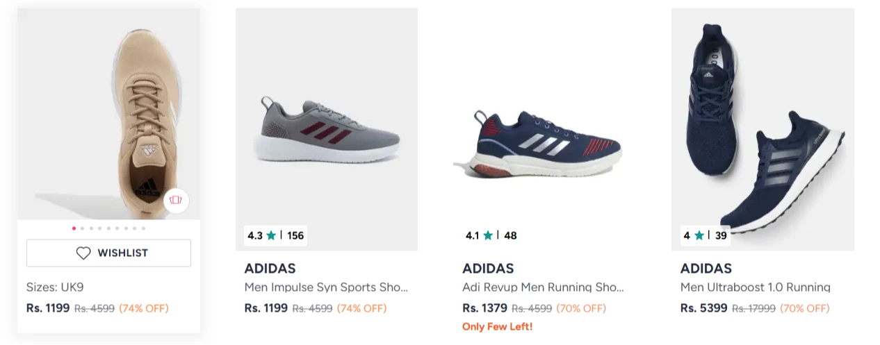 Adidas men's upto 74% discount