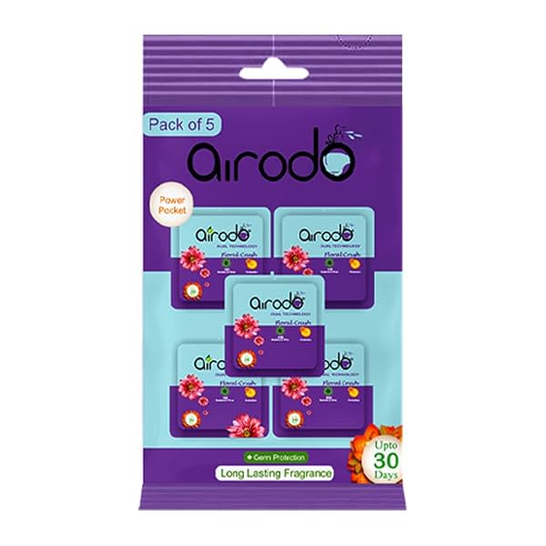 Airodo Air Freshener Floral Crush Pocket Gel (Pack Of 5, 50gm)