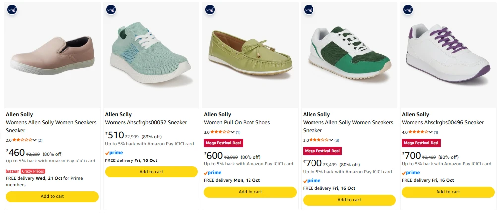 Allen Solly Womens Sneaker at minimum 80% Discount