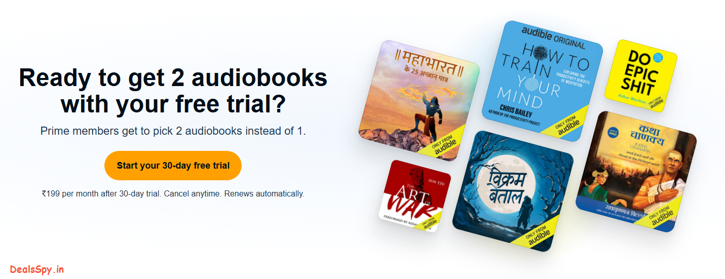 Amazon Audible Free Trial: Free 2 audio Books for Prime