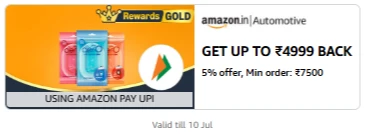 Amazon Automotive : 5% Cashback on ₹7500