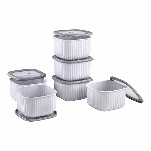 Amazon Basic Plastic Elegant Square Storage Containers Food Grade Set of 6