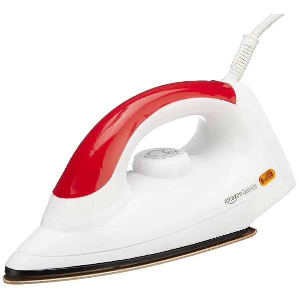 Amazon Basics 1000W Non-Stick Dry Iron Red White