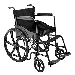 Amazon Basics Foldable Wheelchair | Adjustable Armrests & Footrests