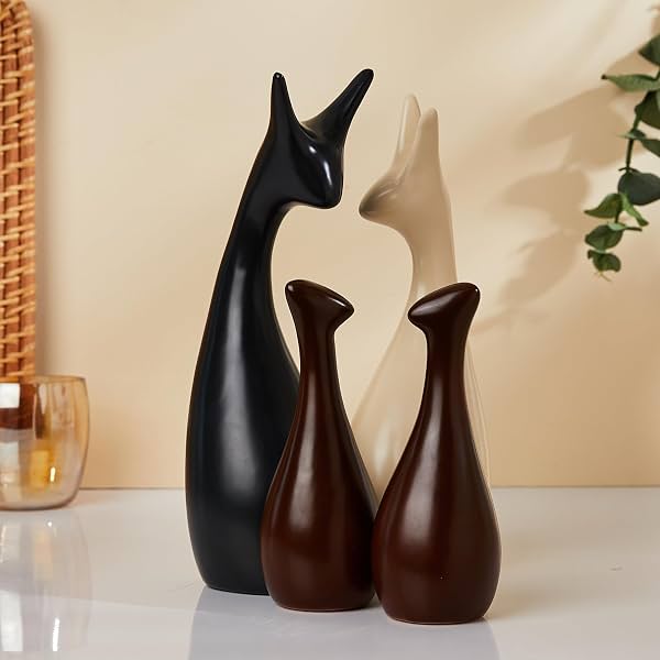 Amazon Basics Happy Deer Family Ceramic Figures Set of 4