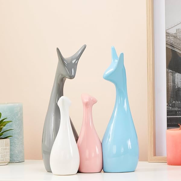 Amazon Basics Happy Deer Family Ceramic Figures Set of 4