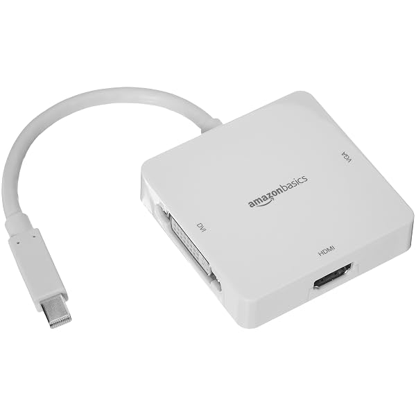 Amazon Basics Mini DisplayPort to HDMI/DVI/VGA Adapter White Set of 5