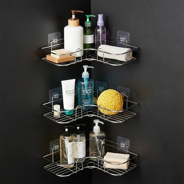 Amazon Basics Self-Adhesive Corner Shelf | No-Drill
