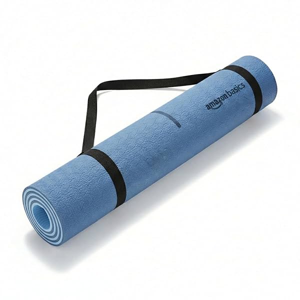 Amazon Basics TPE Yoga & Exercise Mat with Carrying Strap | 6 mm Thick